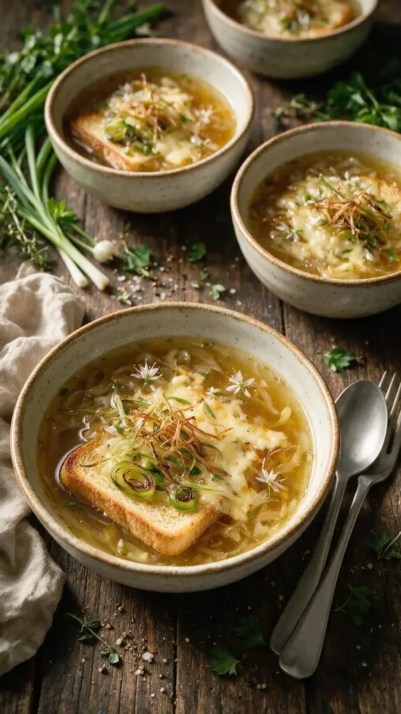 Zwiebelsuppe mit Raclette