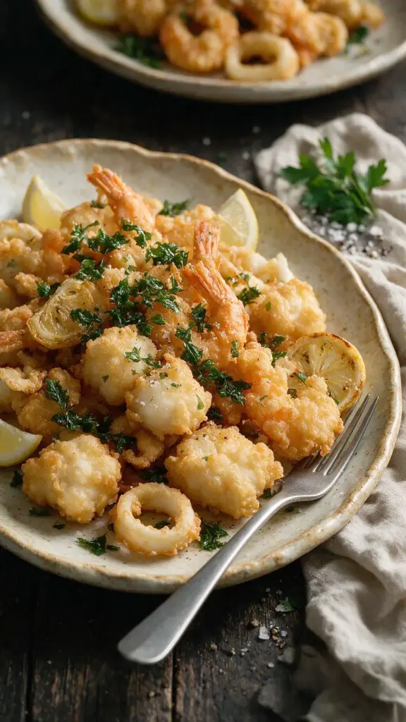 Frittierte Meeresfrüchte