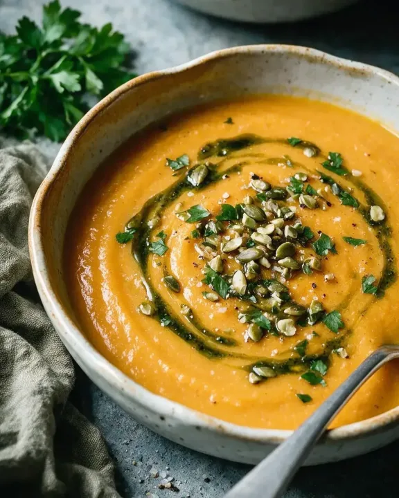 Fruchtige Kürbissuppe (KI-Illustration)