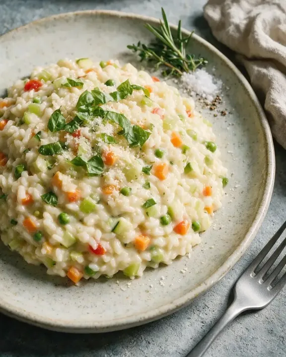 Frühlingsgemüse-Risotto (KI-Illustration)