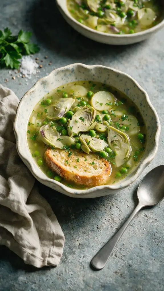 Frühlingssuppe mit Artischocken