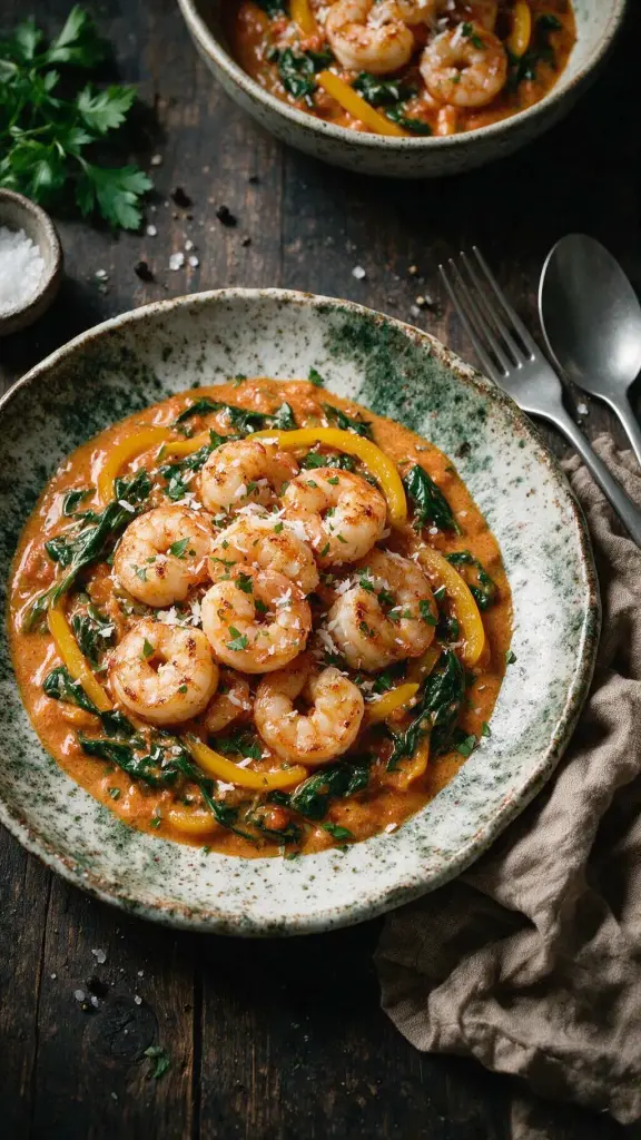 Garnelen-Curry mit Spinat