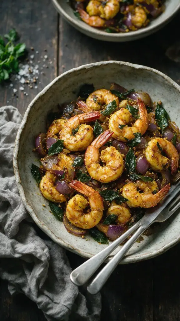 Garnelen mit Curryblättern