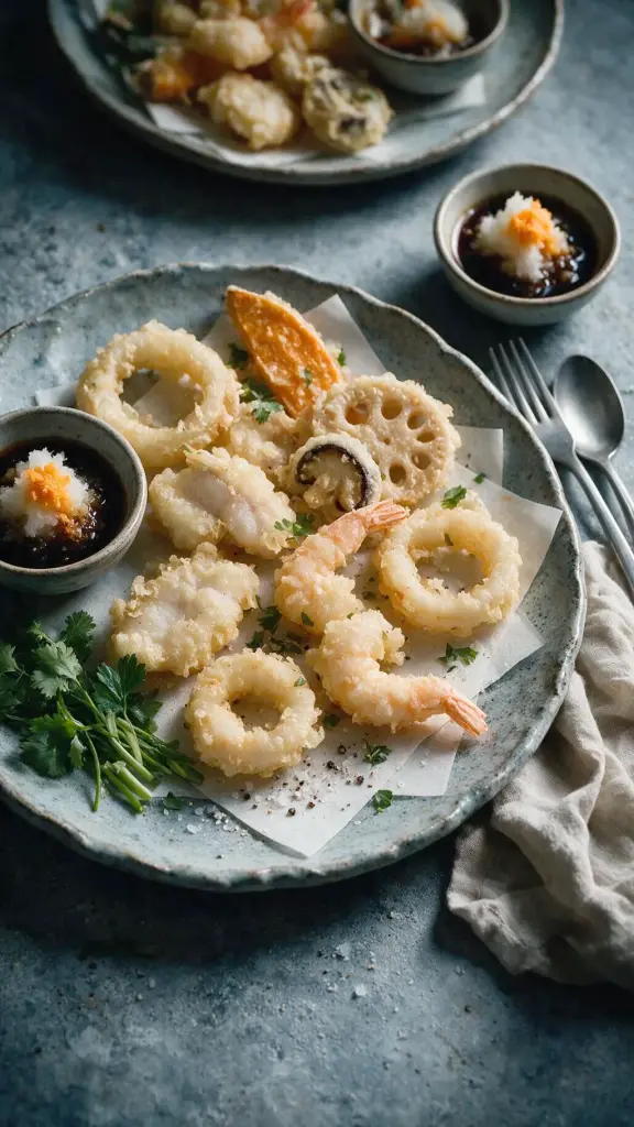 Tempura mit Garnelen & Fisch