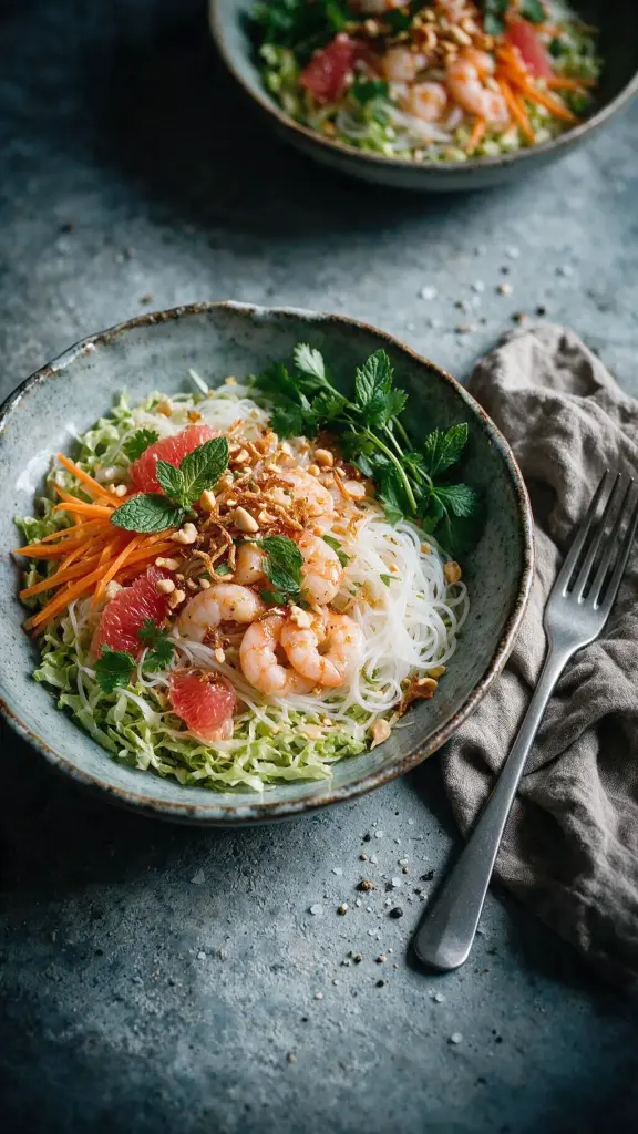 Bún Tôm mit Grapefruit & Kräutern