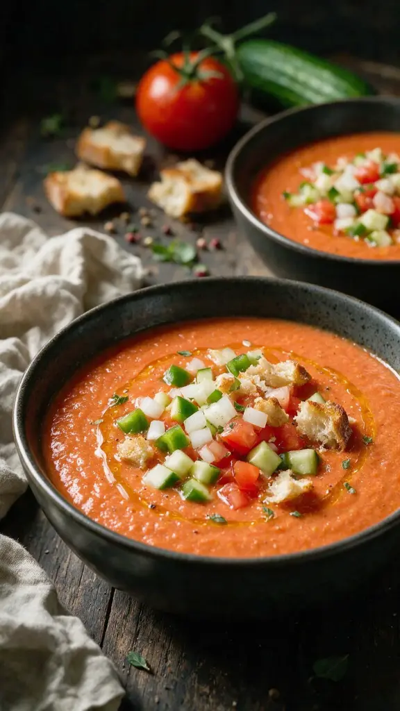 Gazpacho mit Gemüse-Toppings