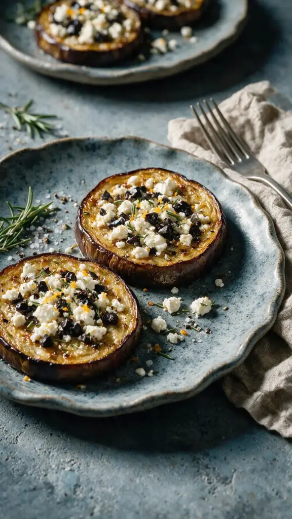 Gebackene Aubergine mit Schafskäse