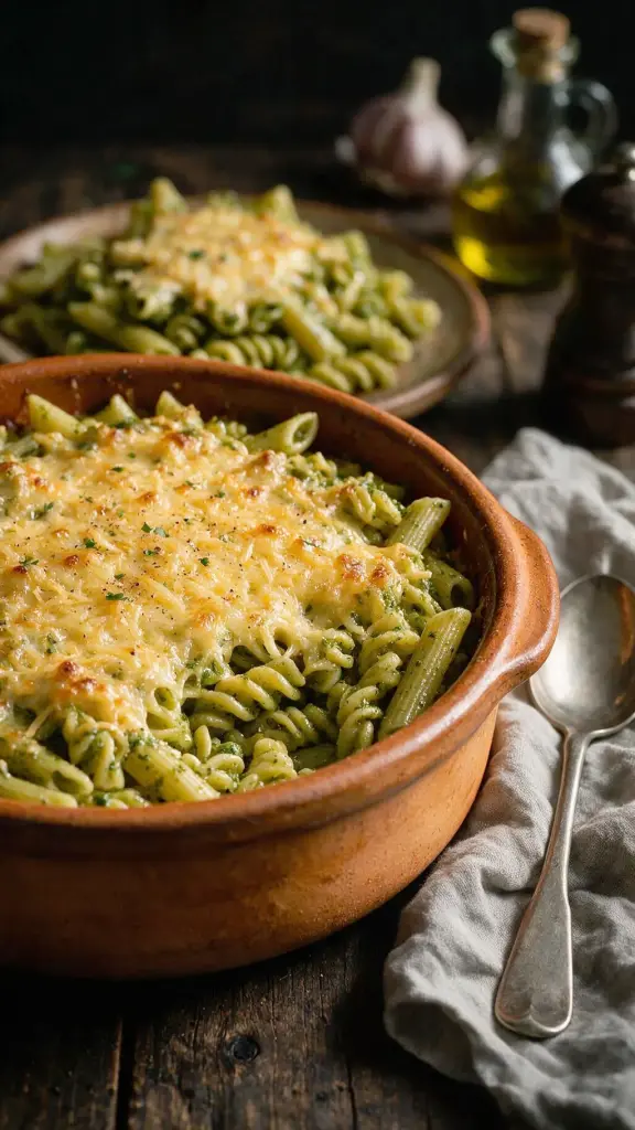 Pesto-Nudelauflauf mit Gouda