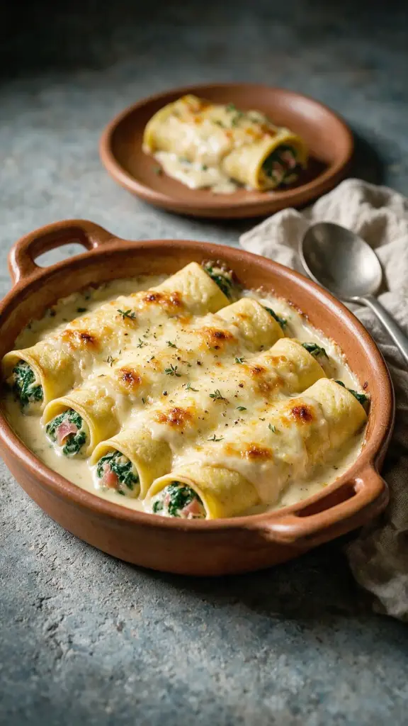 Gefüllte Crespelle mit Spinat
