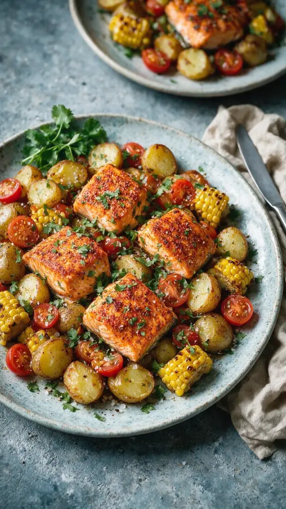 Gebackener Lachs mit Drillingen
