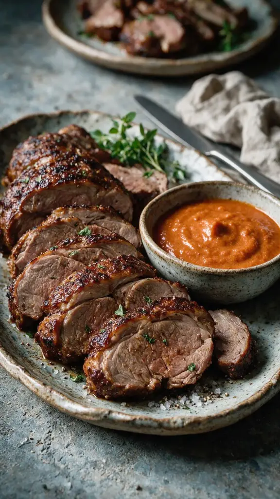 Lammkeule mit Rosinen-Tomatensauce