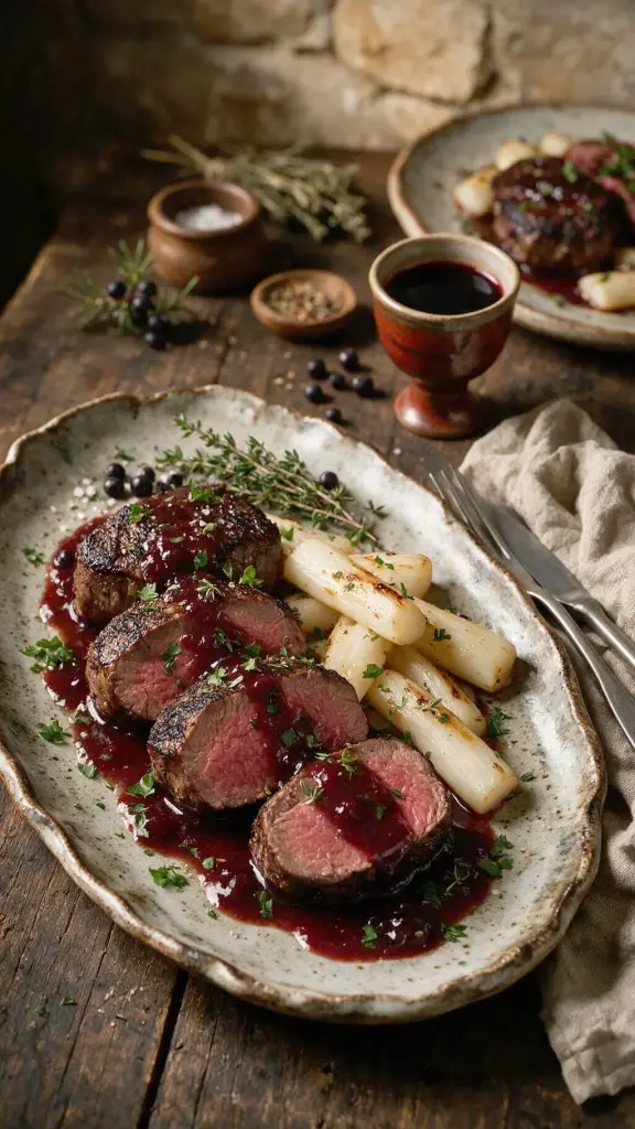 Rehrücken mit Preiselbeersauce