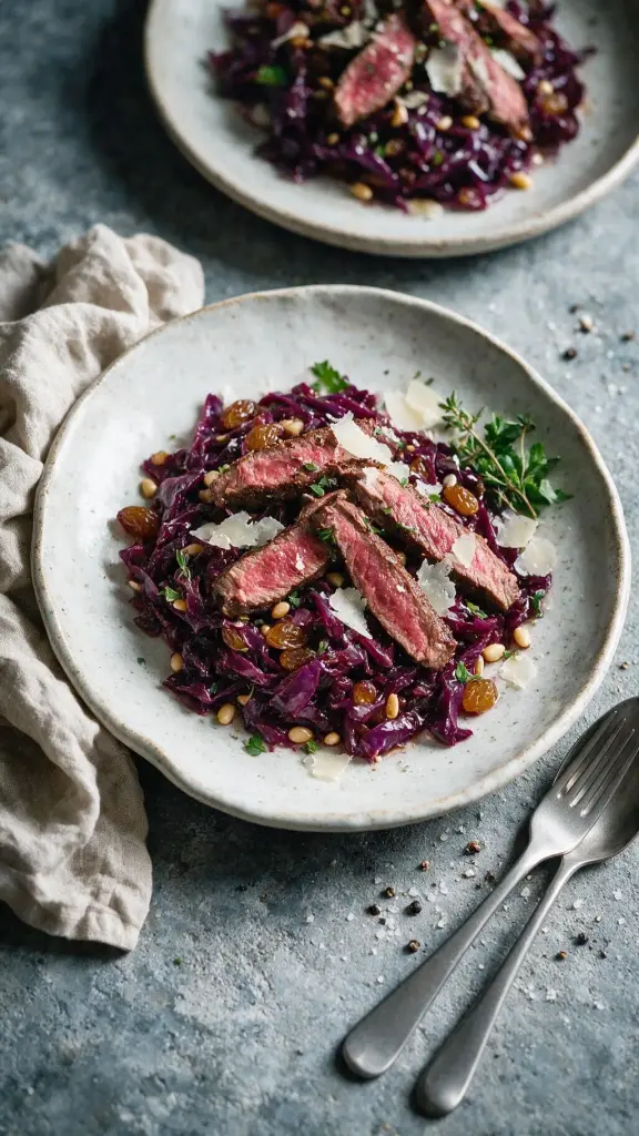 Gebratener Rehrücken mit Rotkohl