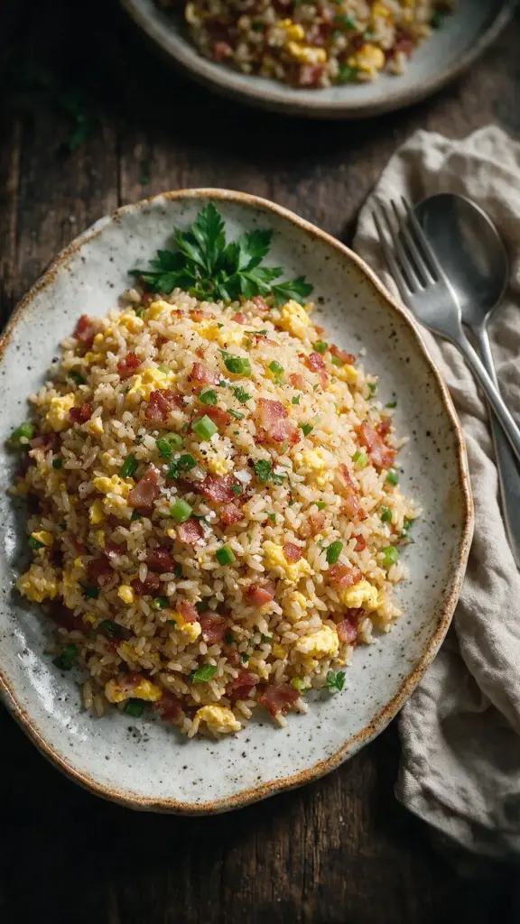 Gebratener Reis mit Speck und Ei