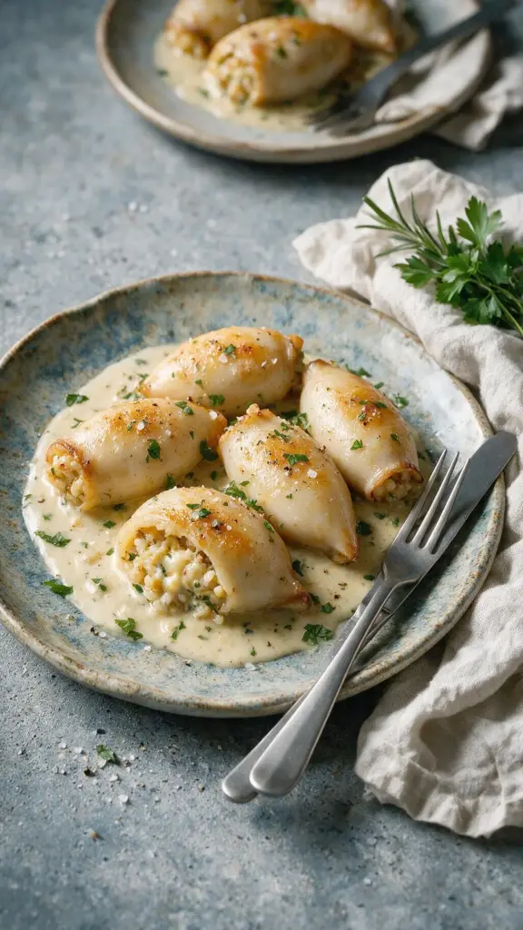 Gefüllte Baby-Calamari