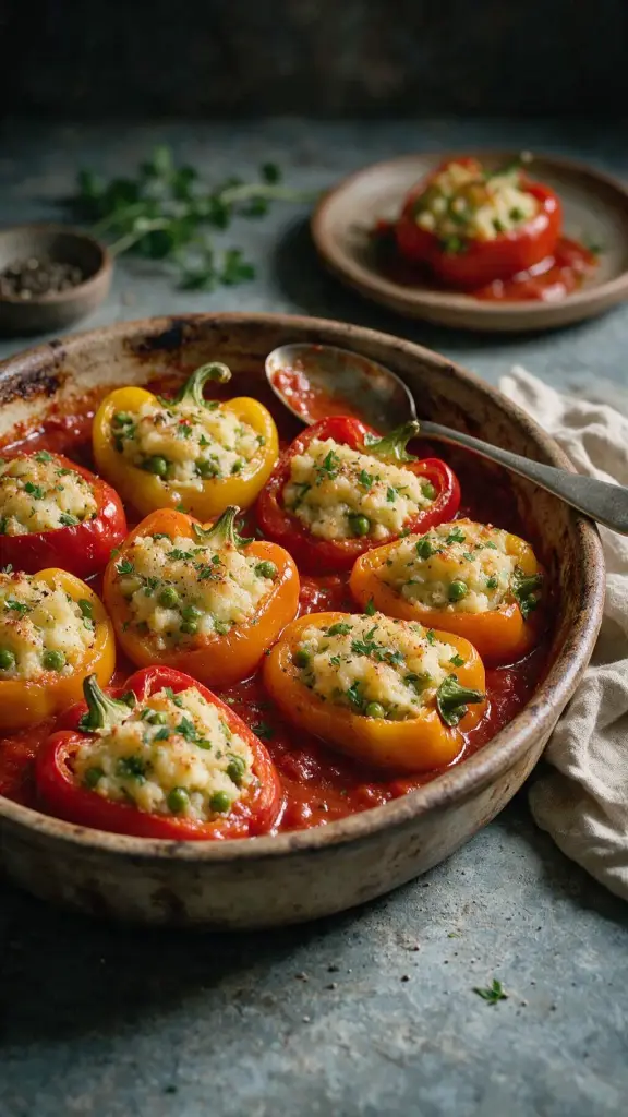 Gefüllte Paprika in Tomaten-Sauce