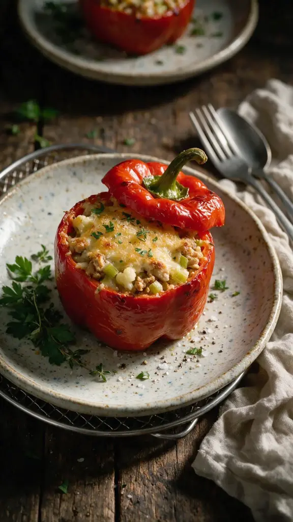 Gefüllte Paprika mit Hähnchen