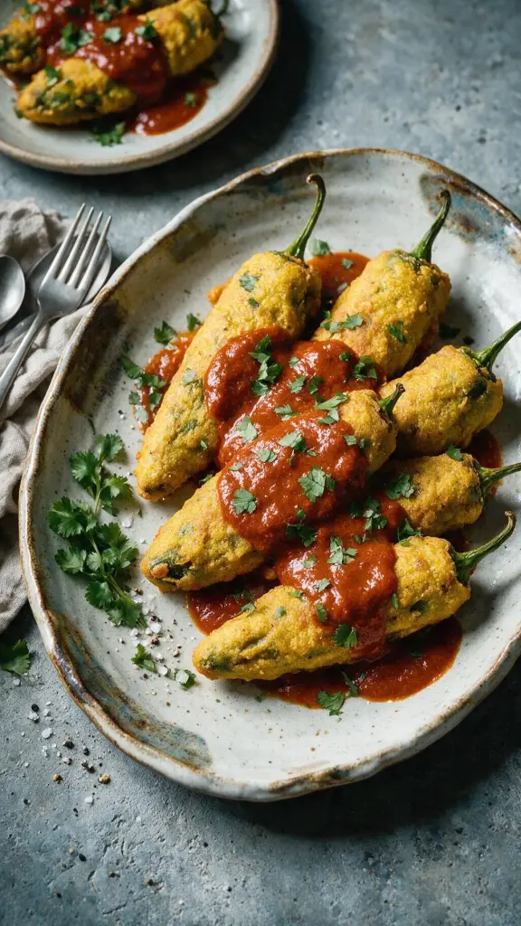 Gefüllte Paprika in Guajillo-Sauce