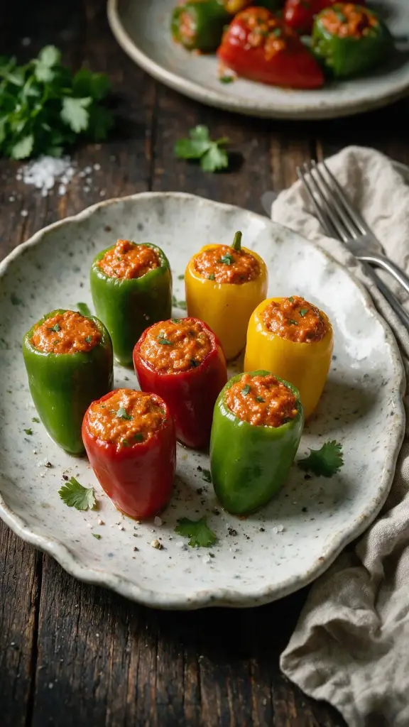 Gefüllte Mini-Paprika mit Pkhali