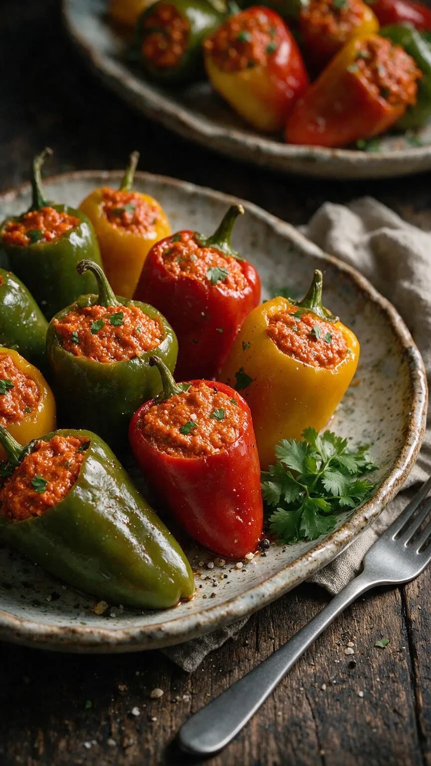 Gefüllte Mini-Paprika mit Pkhali