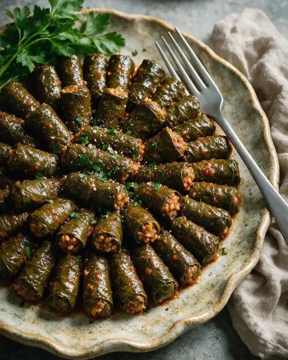 Gefüllte Weinblätter Hackfleisch (KI-Illustration)
