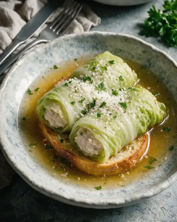 Gefüllter Kopfsalat in Brühe (KI-Illustration)