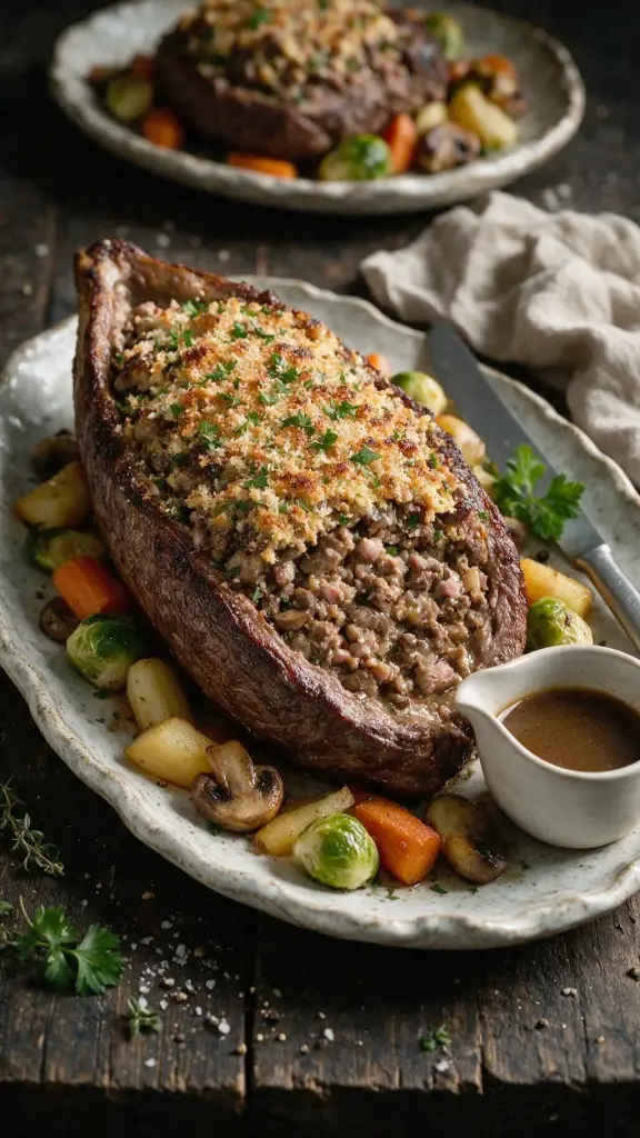 Gefüllter Rinderbraten mit Pilzen