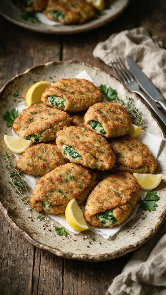 Kalbsschnitzel mit Spinat gefüllt