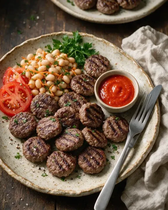 Gegrillte Rinder-Köfte mit Chili (KI-Illustration)