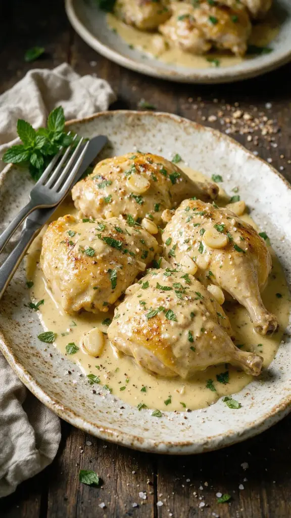 Stubenküken mit Mandel-Muskat-Sauce