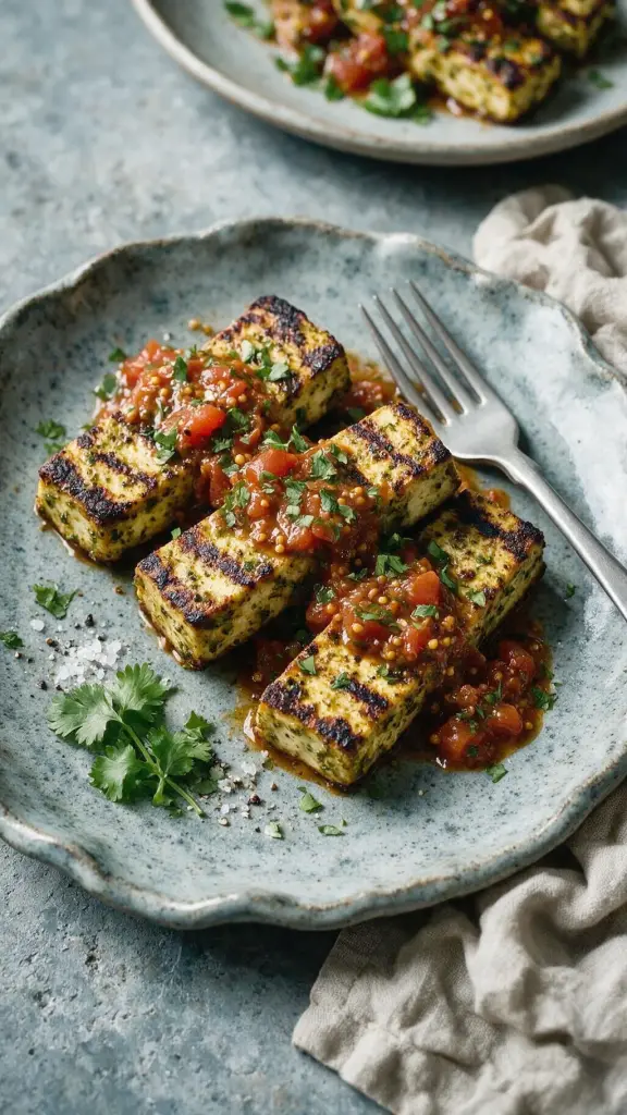 Kräuter-Paneer mit Chilisauce