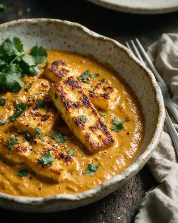 Gegrillter Paneer in Cashewsauce (KI-Illustration)