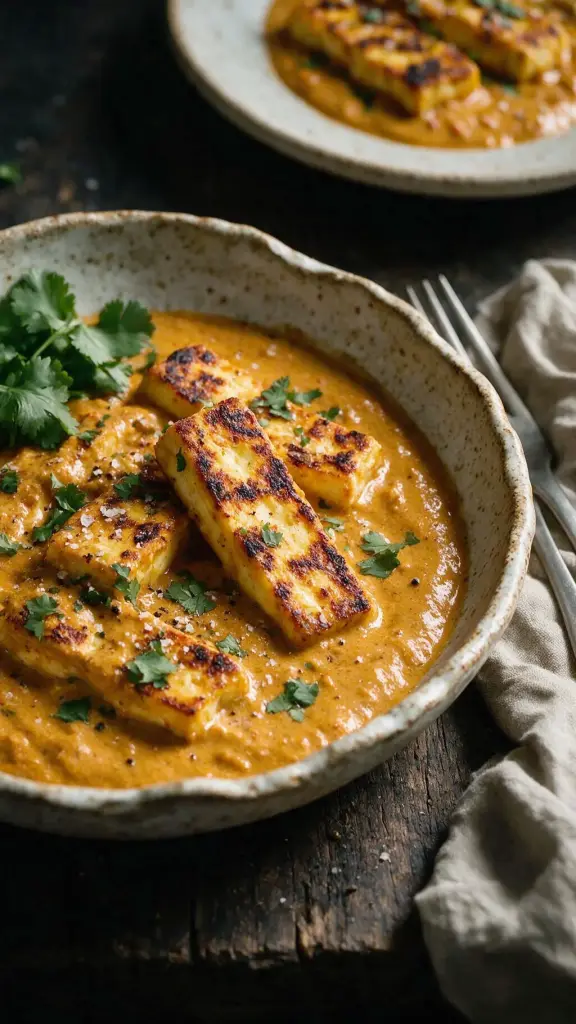 Gegrillter Paneer in Cashewsauce