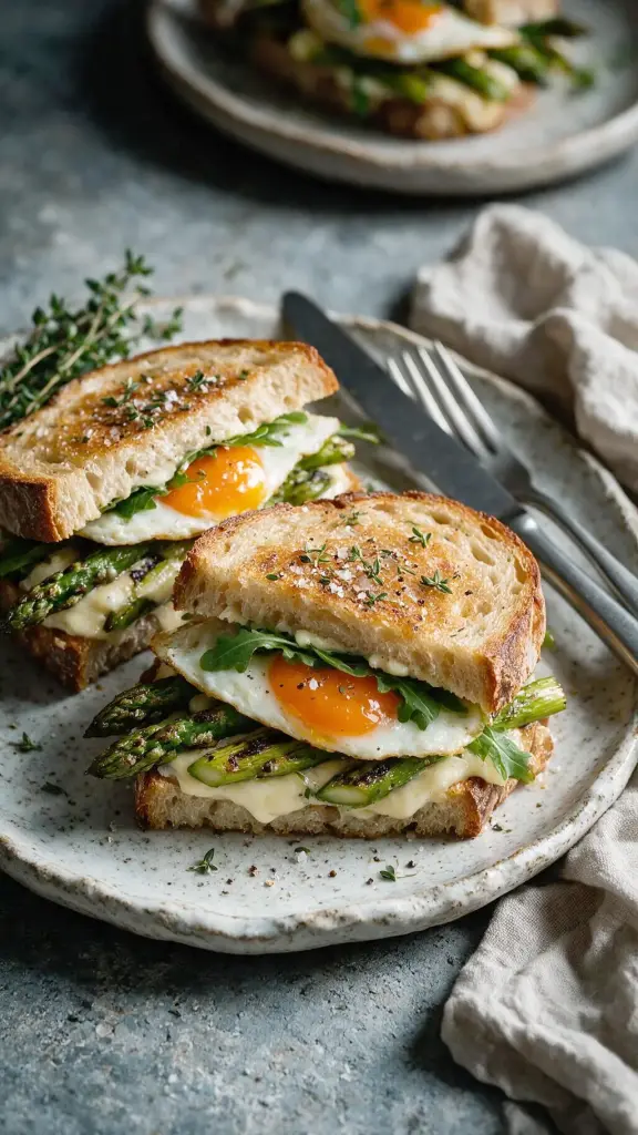 Spargel-Sandwich mit Spiegelei