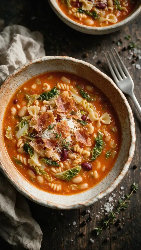 Minestrone mit Prosciutto-Chips