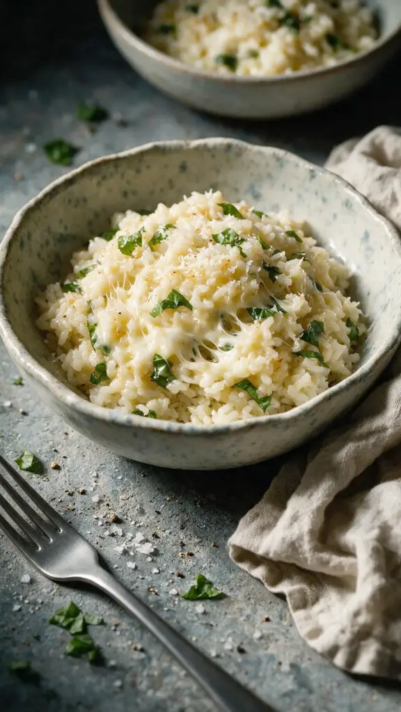 Reis mit Mozzarella und Parmesan