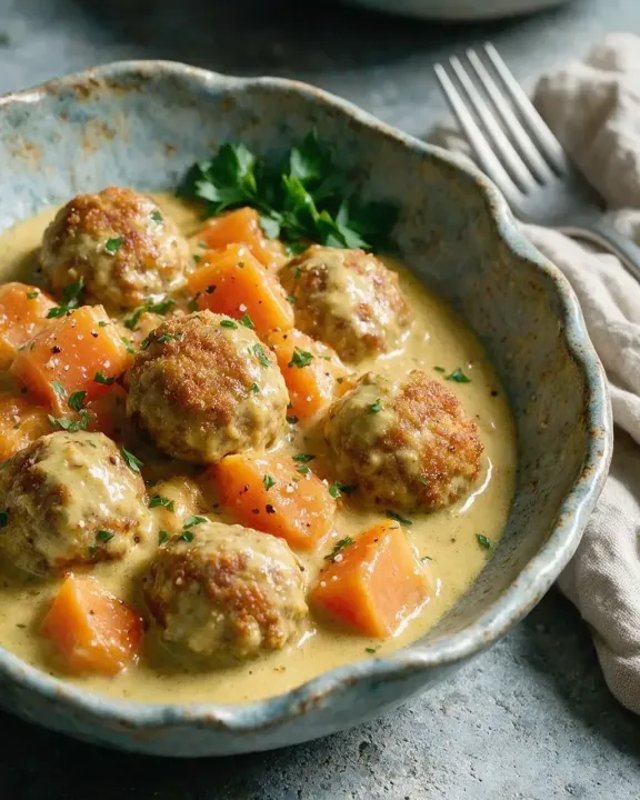 Curry mit Hackbällchen und Papaya (KI-Illustration)