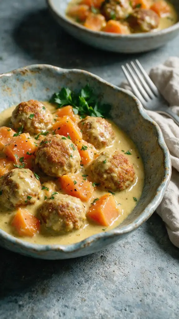 Curry mit Hackbällchen und Papaya