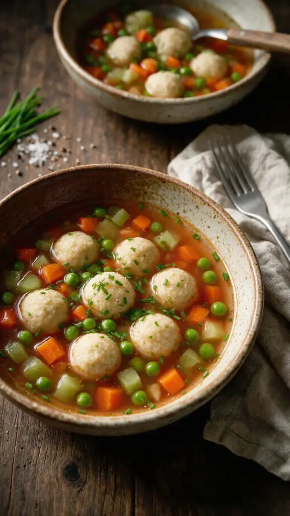 Gemüsesuppe mit Grießklößchen