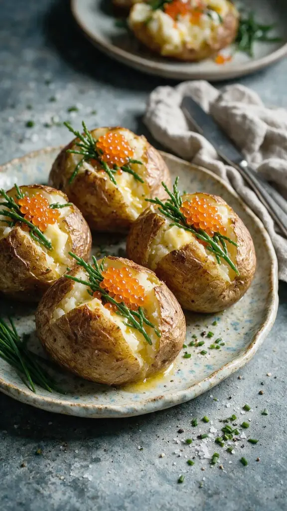 Gepofte Kartoffeln mit Lachseiern