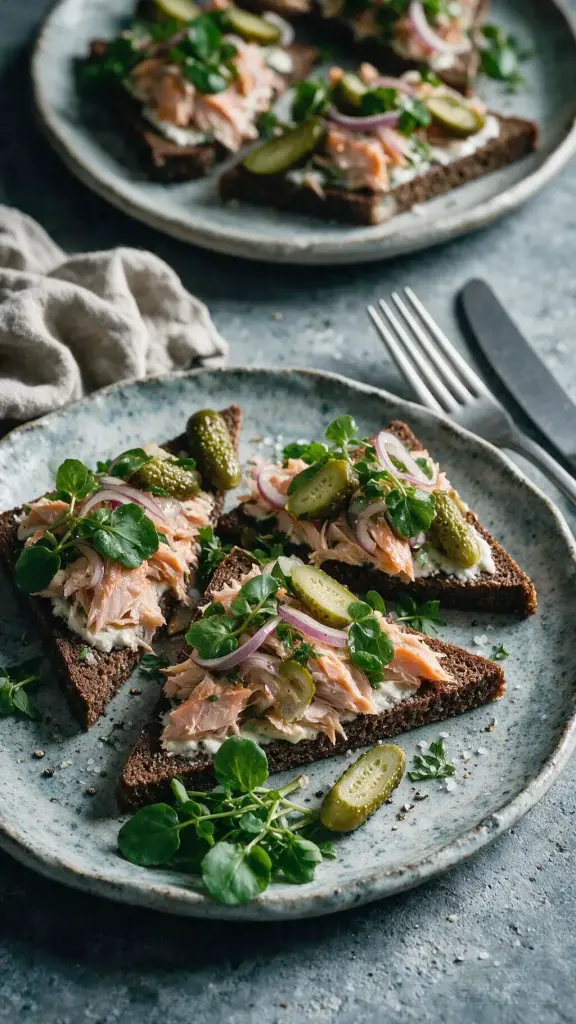 Geräucherte Forelle auf Roggenbrot