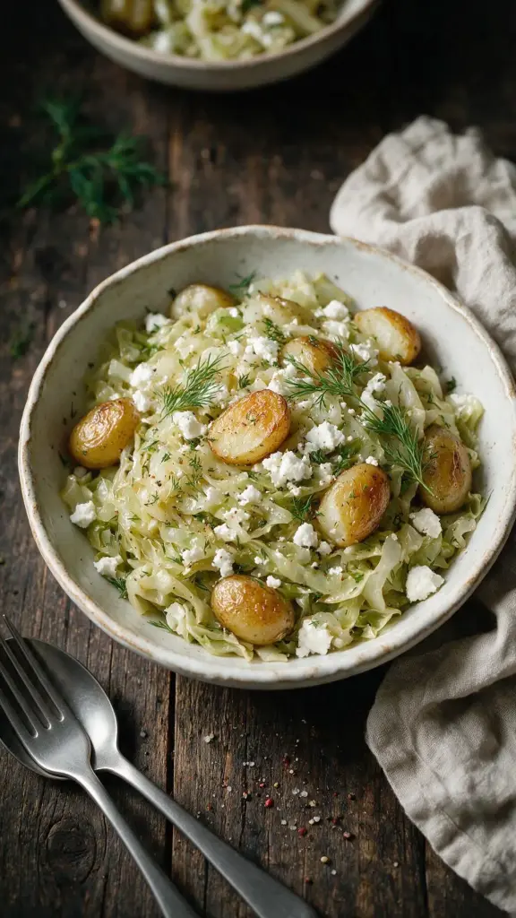 Geschmorter Kohl mit Bratkartoffeln