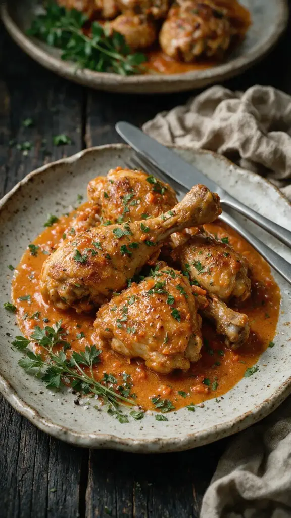 Geschmortes Hähnchen in Kokossauce
