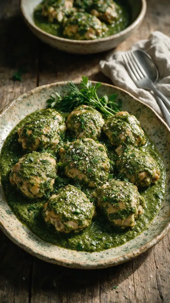 Geschmortes Hähnchen in Spinatsauce