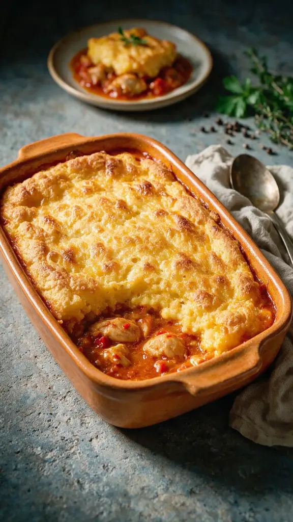 Geschmortes Hähnchen mit Maiskruste