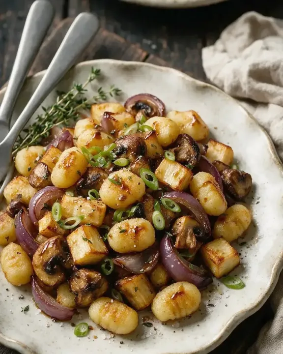Gnocchi mit Pilzen & Pastinaken (KI-Illustration)