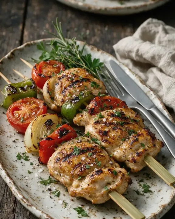 Grillhähnchen mit Röstgemüse (KI-Illustration)
