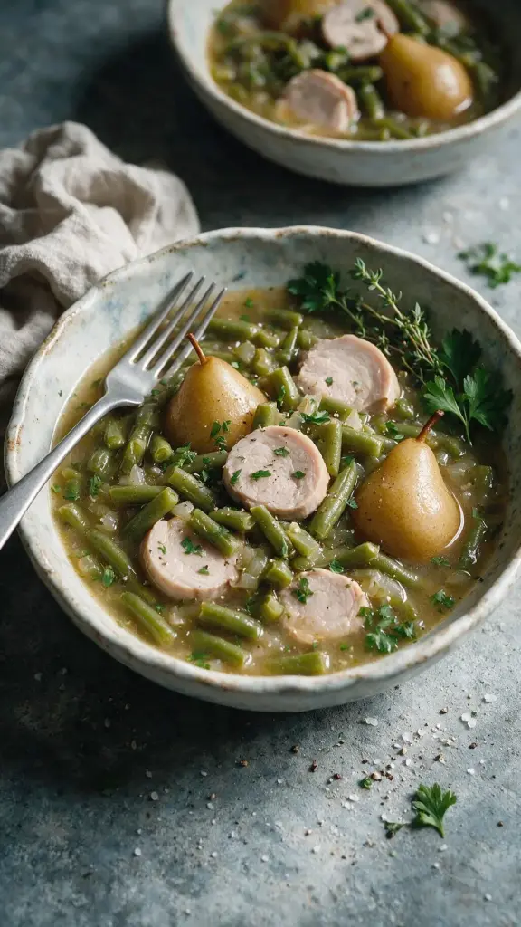 Bohnen-Birnen-Eintopf mit Speck