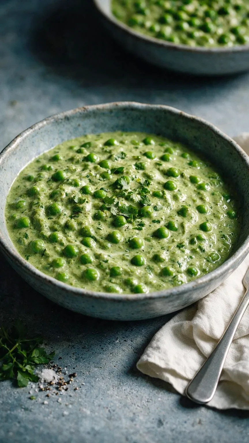 Grüne Erbsen mit Spinat-Bockshornklee-Sauce