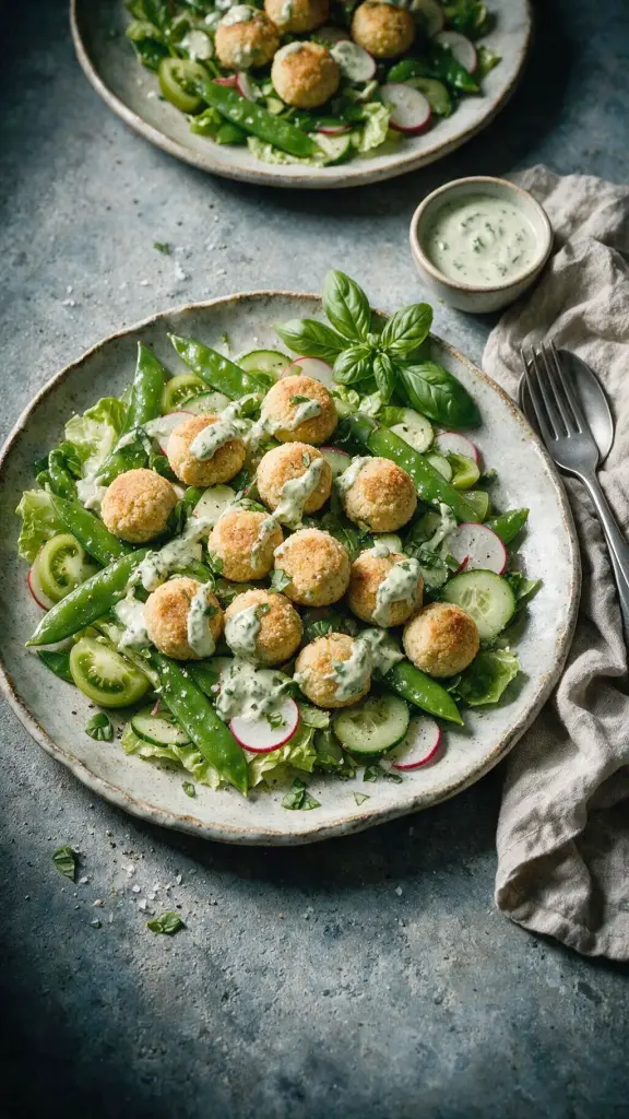 Falafel-Salat mit grünen Tomaten